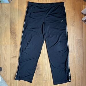 VTG Nike Black Athletic Track Pants with White Piping